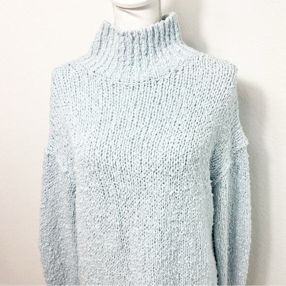 ANTHROPOLOGIE THE NEED IT OVERSIZED MOCK NECK LIGHT BLUE SWEATER SIZE XS - Picture 5 of 8